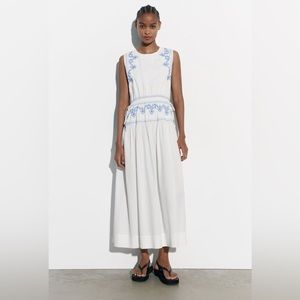 Zara Embroidered Cotton MIDI dress, size Medium